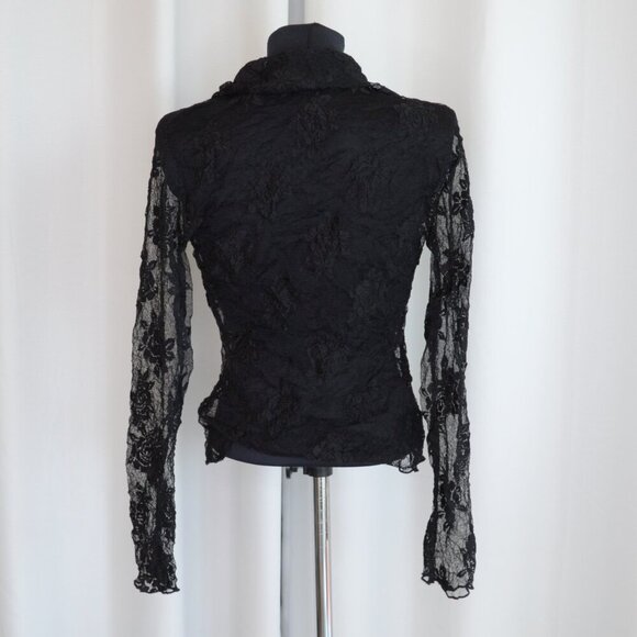 Vintage Y2K Sirens Sheer Black Lace Button Up Shirt Sz S - Picture 3 of 5